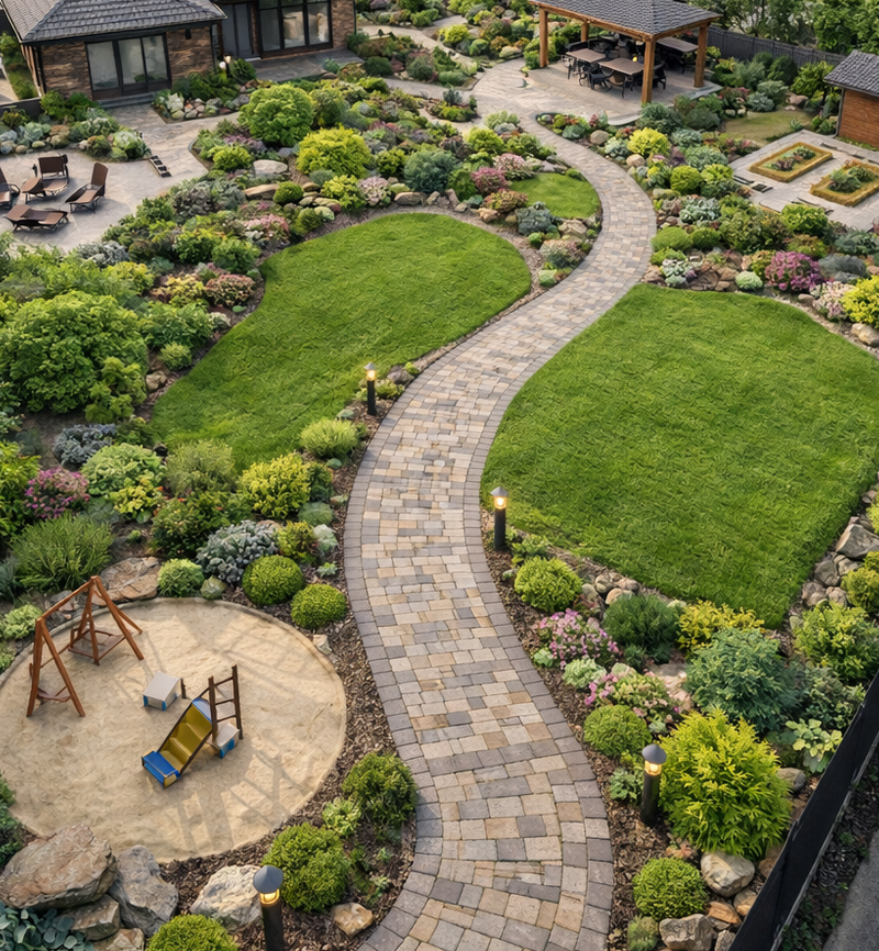 Проектирование и благоустройство участков: дорожки, зоны отдыха, озеленение и комплексное оформление территории.